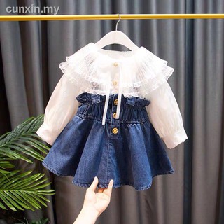 Camiseta de niña vestido2020camiseta primavera nuevo estilo niños Denim liguero falda bebé niña moda skirtgirls ropa (1)
