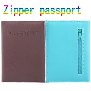 cremallera titular de pasaporte de cuero pu de viaje cubierta de pasaporte promocional pasaporte caso pasaporte cartera