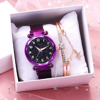 reloj luminoso de cielo estrellado con hebilla magnética para mujer jam tangan wanita