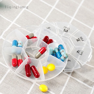 Liqinglomng 1Pc 7 días medicina píldora caja Mini redondo portátil de viaje de almacenamiento de vitamina caja Sor