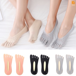terciopelo de cinco dedos calcetines de malla ultra bajo corte forro con gel tab transpirable delgado invisible calcetines para las mujeres de verano