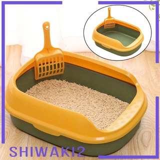 [Shiwaki2] caja de arena para gatos, parte superior abierta, plástico, semicerrada, bandeja de arena, antisalpicaduras, llanta desmontable, inodoro con pala de espuma, caja de arena