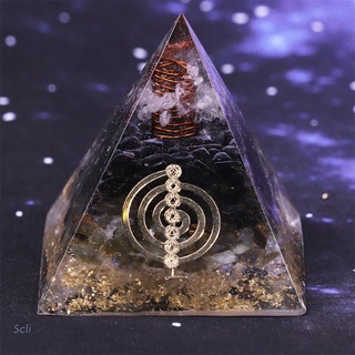 Scli Gold Wire Pyramid Healing Crystal Meditation Home Office Tabletop Ornaments (1)