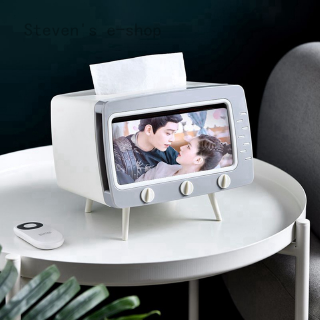 steven's e-shop nórdico minimalista retro escritorio tv modelado caja de pañuelos intensificado base teléfono móvil ver tv ranura para tarjeta rack