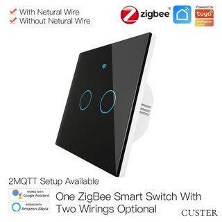 EU tuya ZigBee Smart Light Switch Con/Sin Cable Neutro Dos Métodos De Cableado AC100-240v Trabajo Con Alexa Google Home CUSTER