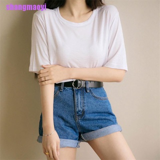[shangmaoyi]Korean version new hemmed women's High Waist Shorts Jeans Women's pants (4)