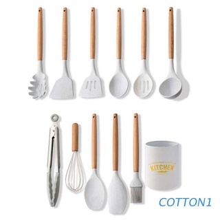 juego de 11 utensilios de cocina de silicona de mármol con mango de madera espátula cuchara cocina