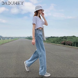 daduhey cintura alta ancho pierna jeans mujer suelto draggle-tail pantalones rectos (4)