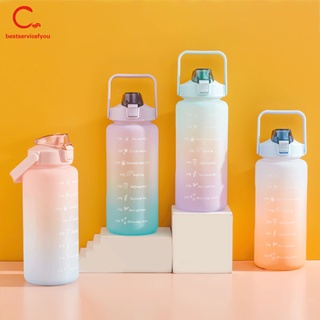 Botella De Agua Motivacional PASTEL De 2L/1,4 L Con Marcador De Tiempo Y Tapa De Pajita Libre De BPA (1)