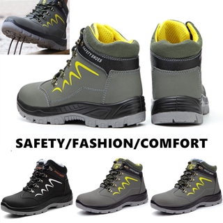 zapatos de seguridad botas de seguridad mediados de corte de acero puntera botas de trabajo anti-aplastamiento/anti-piercing impermeable kasut keselamatan pero kerja