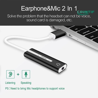 countif 2 en 1 tarjeta de sonido externa usb a 3,5 mm 7.1 audio auriculares adaptador de micrófono