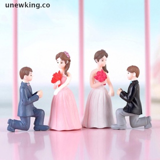 [unewking] 2 piezas/juego de muñecas de boda/adornos miniatura de paisaje/mini figura de resina/decoración co