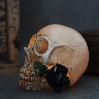 Halloween esqueleto cabeza lámpara fantasma Festival resina esqueleto cabeza adorno LED electrónico decorativo prop lámpara <cynt> (4)