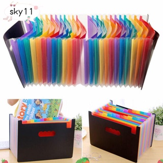 SKY Rainbow caja de presentación de suministros de oficina autode pie maletín soporte de documentos bolsillos de almacenamiento acordeón bolsa de expansión multicolor organizador de papel clasificador (1)