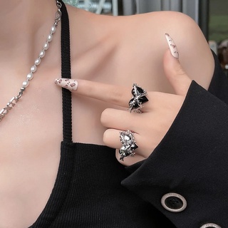 anillos de corazón góticos punk de espinas negras de moda creativas vintage para mujer (1)