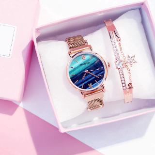 Ifyou lujo Casual Metal cuadrícula imán colorido relojes mujeres impermeable analógico relojes accesorios no incluidos pulsera y caja) (1)