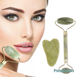 [prosperityus] rodillo y gua sha herramientas por raspador de jade natural masajeador con piedras para cara