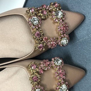 Tiptop tamaño 35-44 mujeres más el tamaño de zapatos planos de moda salvaje satén Rhinestone punta plana zapatos de dama de honor zapatos planos zapatos de boda (8)