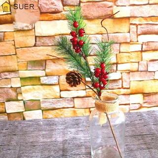 Suer Craft decoración del hogar pino cono Shopwindow decoración de navidad DIY agujas de pino Artificial simulación rama de pino