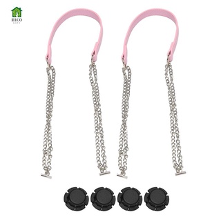 1 Pair Long Leather PU Chain Handle Sier Metal Superfiber Leather