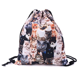 fing mochila con cordón de impresión 3d lindos gatos mochila bolsas de hombro bolsa de gimnasio
