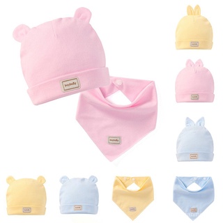🤷‍♀️2 unids/set bebé recién nacido gorra suave sombrero beanie con orejas triángulo toalla bufanda babero g9V9