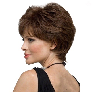 11.11 flash pelucas sintéticas esponjosas pelucas de pelo corto con flequillo femenino pelucas completas para las mujeres de la moda resistente al calor pelucas de pelo (3)