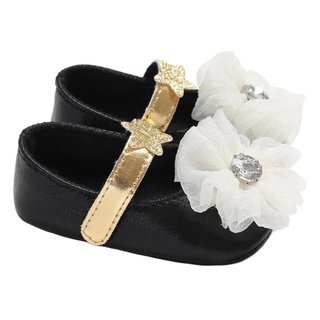 Zapatos de vestir de princesa para bebé, suela suave, antideslizante, con gran arco/flor