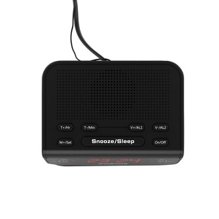 Alarma Temporizador Negro Con Radio Reloj Dual Pantalla Compacta FM LED Sueño Digital