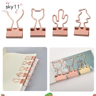 sky 10pcs nuevo clip de papel mini suministros de oficina carpeta clips libro gato corazón cactus papelería archivo de alta calidad metal