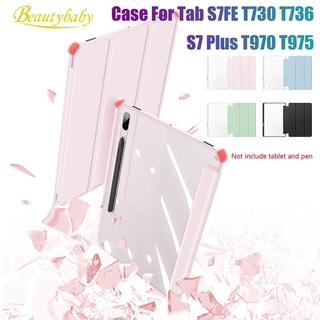 Funda para Tablet PU+transparente PC Flip Case Tablet Stand (rosa)