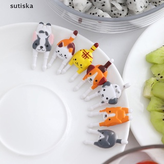 sutiska 7 unids/set lindo mini animal de dibujos animados de alimentos picks niños snack comida frutas horquillas co