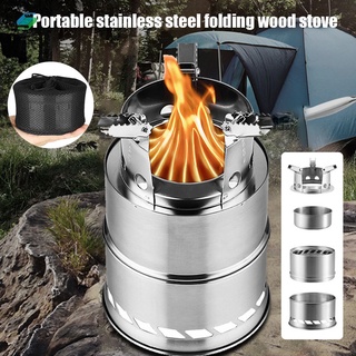 Portable Camping Stove Set Stainless Steel Pot Cooker for Hiking Outdoor