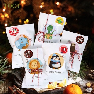 pie 24sets de dibujos animados animales de navidad caramelo bolsa de embalaje suministros de navidad pegatinas de papel kraft bolsas de galletas fiesta favor muñeco de nieve bolsas de regalo galletas bolsa
