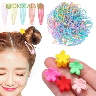 Pinza de pelo bandas elásticas de pelo de colores caramelo Accesorios con bolsa de OPP Niños niñas regalos 🍎OKDEALS🍎 220PCS/Set BB