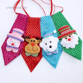 1pc navidad niños lentejuelas corbata santa claus muñeco de nieve reno oso corbata decoración de navidad