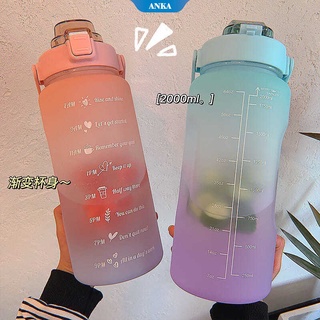 Botella deportiva de fitness 2L con recordatorio de escala de gran capacidad para beber agua botella de paja portátil 【ZK】 (1)