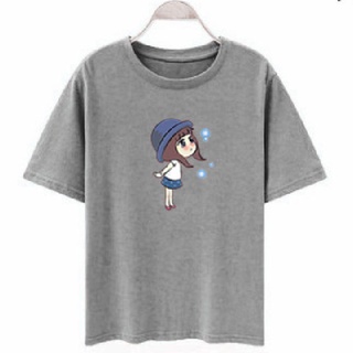 elegante mujer casual manga corta camisetas de dibujos animados chica impresión o-cuello camiseta ligera mujer t-shirt
