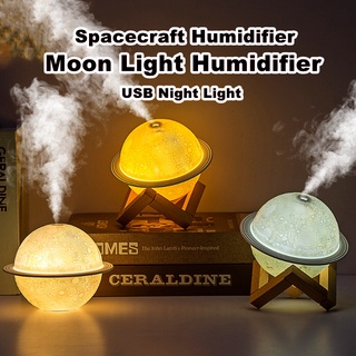 Spacecraft Humidifier Moon Light Humidifier USB Night Light Rechargeable Bedroom Desktop Planet Light Air Purifier