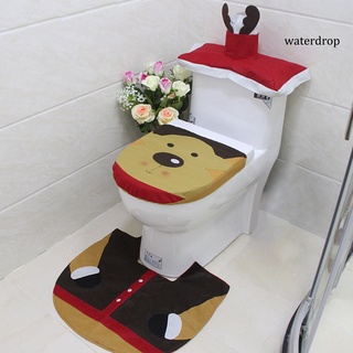 wd 3 unids/set navidad baño antideslizante alfombra asiento inodoro cubierta del tanque de hogar accesorio (1)