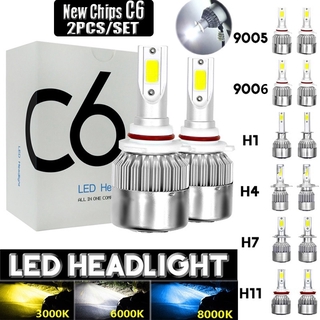2 pzs luces led antiniebla led c6 3000k/6000k/8000k/ip67/12v/h1/h3/h4/h7/h1/9006/9005/h13