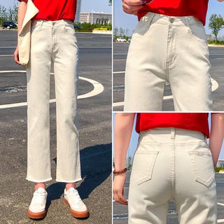 ! Cintura alta Jeans mujeres elástico Denim Jeans pantalones más el tamaño de Jean pantalones Casual suelto Bla blanco albaricoque