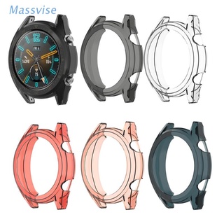 Massvise Silicone Shockproof Protective Case Cover For Huawei Watch -GT 46mm Soft TPU Transparent Full Screen Protector Sport Fashion Active Version Shell Frame