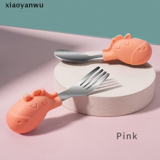 [xiaoyanwu] 2 piezas de vajilla de bebé aprender a comer cuchara de entrenamiento cuchara corta tenedor conjunto de bebé [xiaoyanwu]