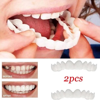 atlantamart 2 piezas de silicona simulación de parte superior de los dientes dentadura blanqueamiento falso cubierta de dientes