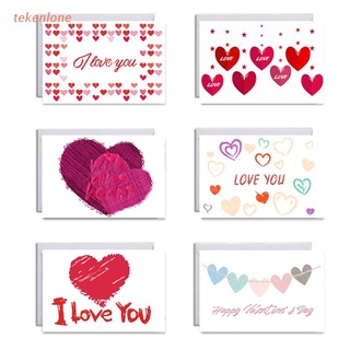 teke - juego de 6 tarjetas de felicitación para el día de san valentín con pegatinas sobres, tarjeta i love you