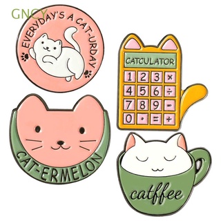 GNCY 4PCS Cute Enamel Pin Calculator Backpack Cartoon Brooch Cloths Cat Coffee Cup Hats Badge Lapel DIY Decoration