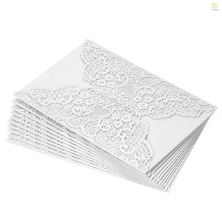 10pcs perla papel invitación tarjetas titulares de invitación para boda fiesta de cumpleaños anniversay - blanco (1)