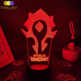 World Of Warcraft Game Horde Flag LOGO Lamp Led RGB Night Lights Cool Gift For Friend Gaming Room Table Colorful Mark Decoration