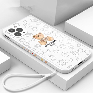 caso de cristal lindo doodle oso cubierta para iphone 12 11 pro max xs max xr x 8 7 plus funda protectora venta caliente
